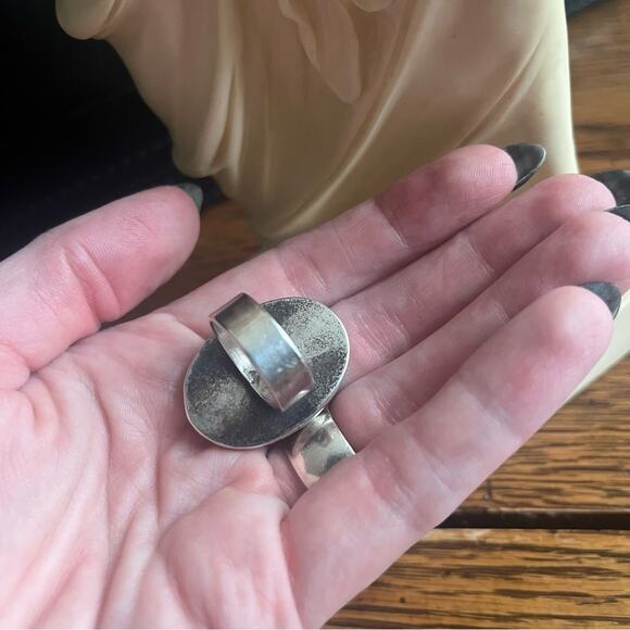 Vintage Large Oval DARK Blue Chunky Cabochon 925 Sterling Silver MEXICO Ring - Picture 15 of 16